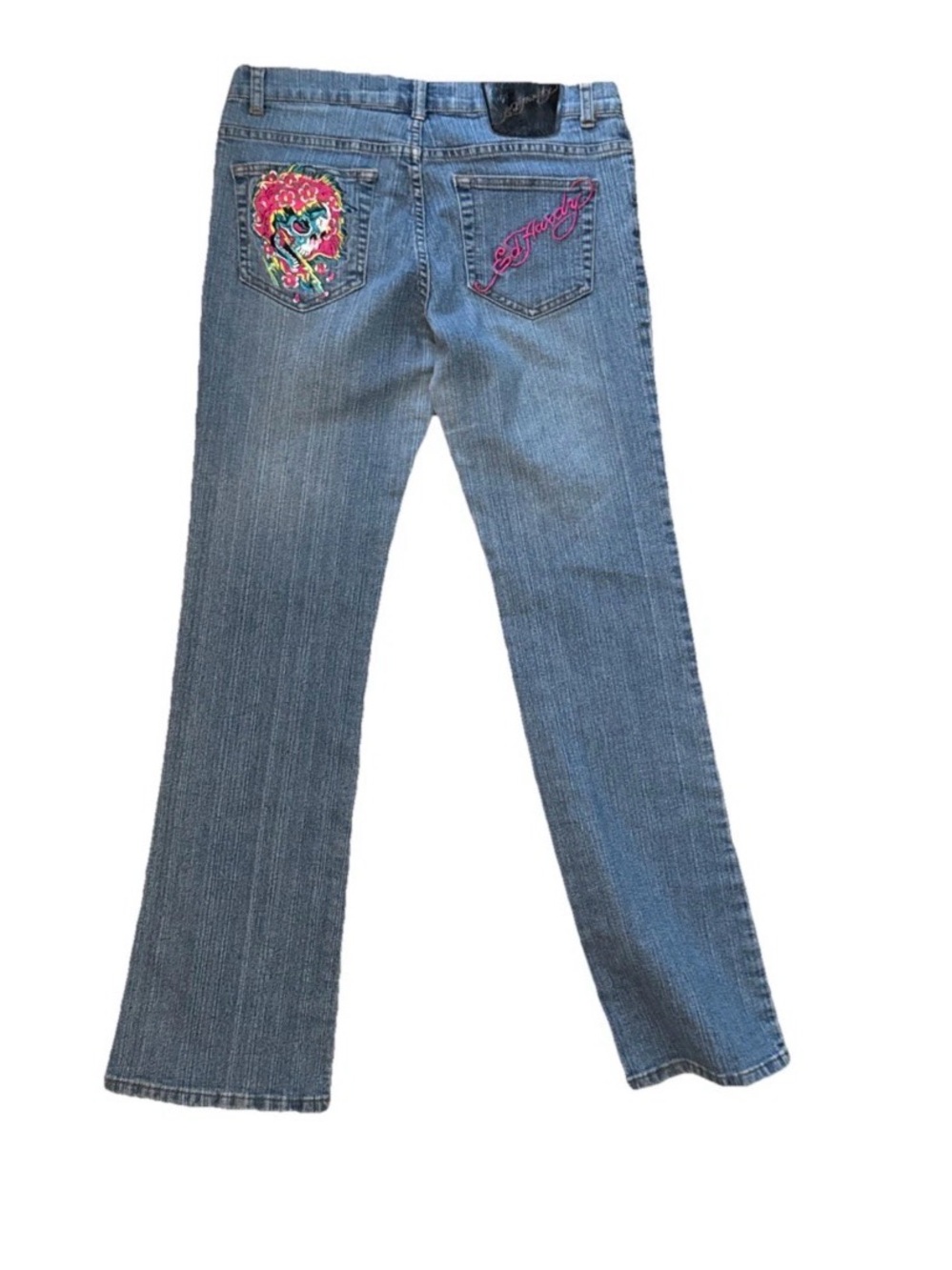 Ed Hardy Christian Audigier Women Roses Embroidered Skull Bootcut Jean Y2K 11/12